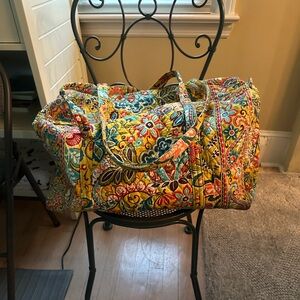 Vera Bradley Quilted Duffle Bag Large Retired Provencal Yellow Floral Print